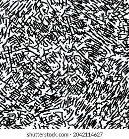 Doodle graphics with hatch, lines and dots. Textile print. Scribble seamless pattern.