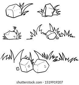 doodle grass illustration collection handdrawn style