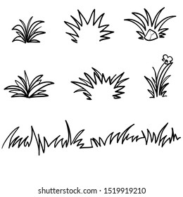 doodle grass illustration collection handdrawn style