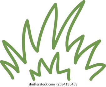 Doodle Grass Line Drawing Vector Illustration