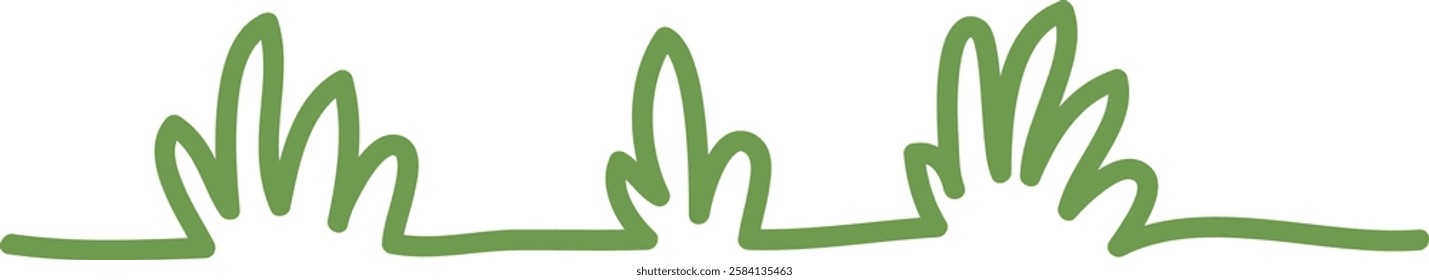 Doodle Grass Line Drawing Vector Illustration