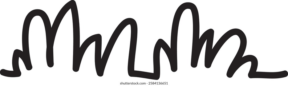 Doodle Grass Line Drawing Vector Illustration