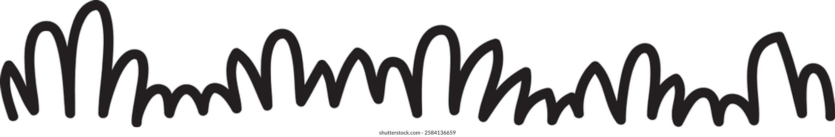 Doodle Grass Line Drawing Vector Illustration
