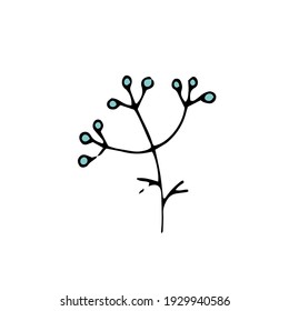 Doodle grass, plant. Freehand drawing. Black and white outline. Decor for postcards. Vector illustration