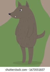 
Lobo gris perro. Dibujo de lobo para libros infantiles, tarjetas.