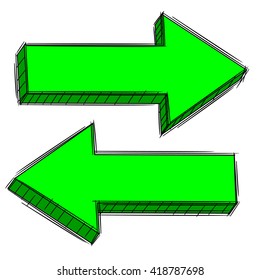 Doodle of green arrow pointing left and right sign