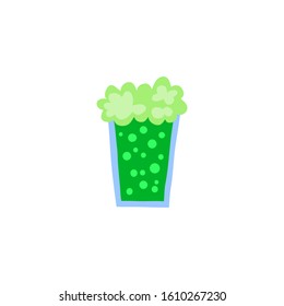 Doodle green beer in glass mug for Sanit Patrick's day celebration isolated on white background.