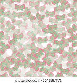 Doodle Green Butterfly Seamless Vector Pattern