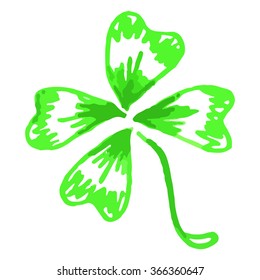 Doodle green clover shamrock Saint Patrick's Day vector line art isolated