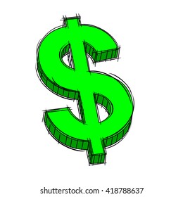doodle of green dollar sign