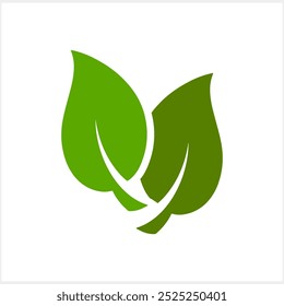 Doodle green leaf icon isolated. Stencil clipart Vector stock illustration