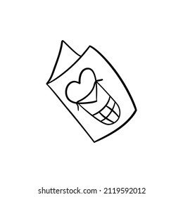 Doodle greeting card with balloon like a heart, holiday clipart