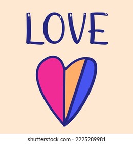 Doodle greeting card template. Simple vector romantic design
