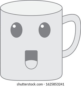 doodle grey coffee mug smile