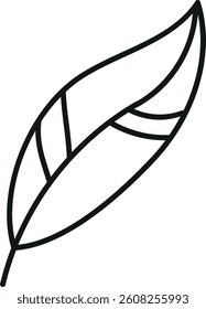 doodle groovy boho easter clip art. Stylized black outline of a single leaf on a white background. in thin line style