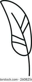 doodle groovy boho easter clip art. Stylized illustration of a leaf with simple line design. in thin line style
