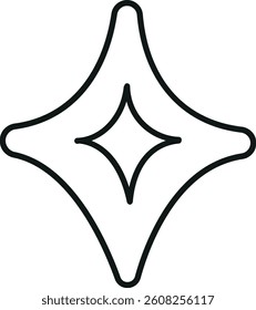 doodle groovy boho easter clip art. Stylized geometric star design with smooth curves. in thin line style