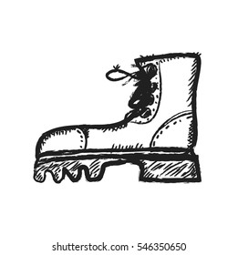 doodle grunge boots, vector illustration icon