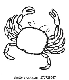 doodle grunge crab, vector design element