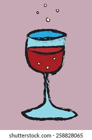 doodle grunge grape wine, vector illustration
