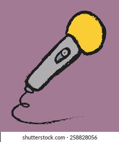 doodle grunge microphone, vector