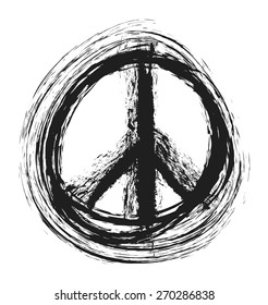 doodle grunge peace sign, vector illustration