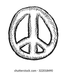 doodle grunge peace sign, vector illustration