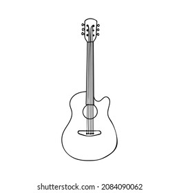 Doodle guitar illustration in vector. Hand drawn guitar illustration in vector. Doodle guitar icon.