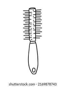 Doodle hairbrush for styling vector illustration. Comb hairdresser tool isolated