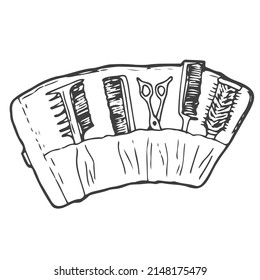 Doodle haircut Set. Hair dress Salon Barber Shop Doodle Icon Beauty and Care Sketch Scribble Design Art Set.