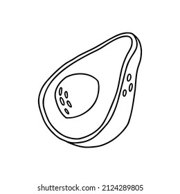 doodle half an avocado. hand drawn vector illustration.