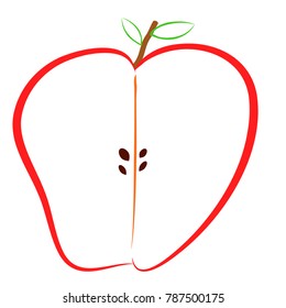 Doodle, Half of Colorful Apple