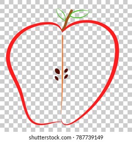 Doodle, Half of Colorful Apple, at Transparent Effect Background
