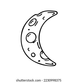 Doodle of half moon. Hand drawn vector illustration of crescent isolated on white background.