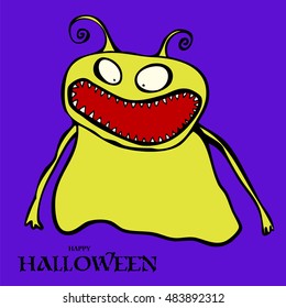 doodle halloween crazy green monster animal nails devil hand hilarious funny drawn creepy scare simple comical humorous fright worry caricature fingers alien nightmare comic evil fear ghost demon mons