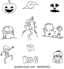 Doodle Halloween flat element vector art illustration