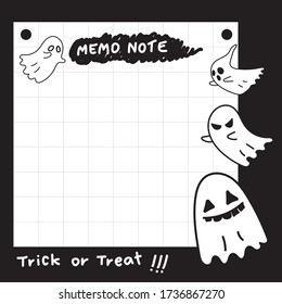 Doodle of Halloween ghost memo note cartoon style