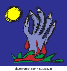 doodle halloween hand symbol