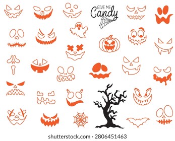 Doodle halloween pumpkin face