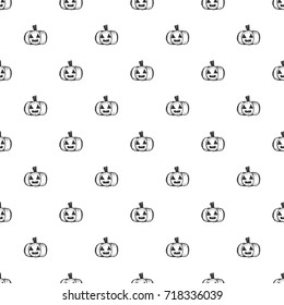 Doodle halloween pumpkin, jack o'lantern seamless pattern background.