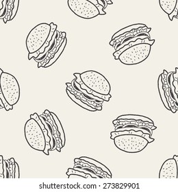 Doodle Hamburger Seamless Pattern Background