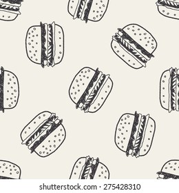 Doodle Hamburger seamless pattern background