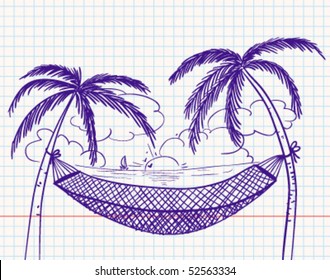 Doodle with hammock and palms