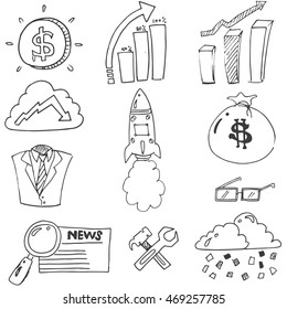 Doodle of hand draw business stock collection