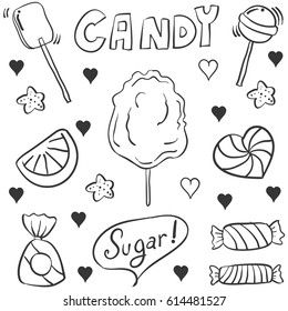 Doodle of hand draw candy style