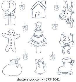 Doodle of hand draw christmas object vector art illustration
