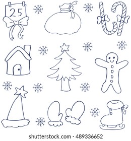 Doodle of hand draw christmas set vector art
