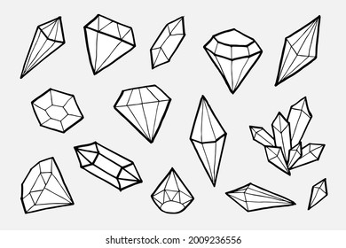 Doodle hand draw diamond set, vector illutration.