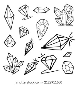 Doodle hand draw diamond set, vector illutration.