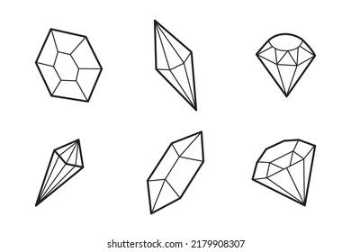 Doodle Hand ziehen Diamantset, Vektorgrafik.